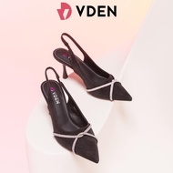 VDEN Rhinestone Strap Slingback Pointed toe Shoes 3.2INCH/8.2CM H682-47 High-end Denim Color Pointed
