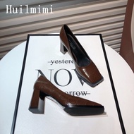 《905》Huilm, Women's High Heel Heel 8cm High Temperament Retro Coarse Heel Women's Shoes 2025 New Kor