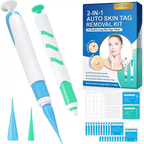 2-IN-1 Auto Skin Tag Removal Tool Kit Painless Mole Acne Wart Removal Pen Body Wart Dot Treatment Re