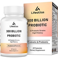 300 Billion CFU Probiotics - Probiotics for Women and Men, 12 Probiotic Strains Plus Prebiotic, for 