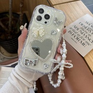 Iphone 17 pro max Bow Love Mirror OPPOReno13PRO Phone Case 9 Soft 12/10Pro Epoxy 8/7SE/6 Cream Case 