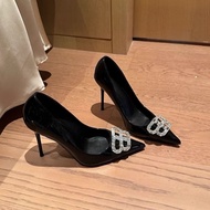 (small feet size down) BALL SHOES WITH BB CLASS, soft shiny leather, 9cm high heel, classy on feet