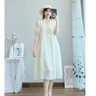 <Quynhanhhouse Maternity Dress> Beautiful silk lace dress freesize Pregnant Dress Maternity Dress