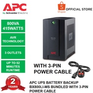 APC 800VA UPS Battery Backup BX800LI-MS + 3 Pin Malaysia Power Cable [Bundle] (BOX DAMAGES)