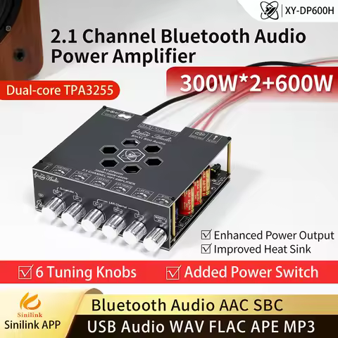 DP600H 10A BT Digital Power Amplifier 300W*2 + 600W Dual TPA3255 Bluetooth Speaker DIY kit 2.1-Chann