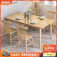 DO👍Solid Rubber Wood Dining Table Set  4/6/8 Seater Nordic Coffee Table With Chair Home Meja Makan Kerusi Kayu 餐桌 桌子