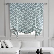 HPD Half Price Drapes Tie-Up Window Shade 46 X 63 Inch Martinique Printed Cotton PRCT-TUD07B-63 (1 Panel), Martinique Aqua