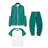 Xin+Game Jacket Sweatshirt+Trousers+Short-Sleeved Three-Piece Suit Green 456