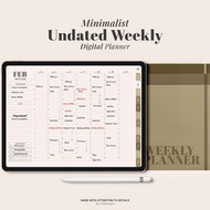 數碼 Undated Weekly Digital Planner, Goodnotes ipad Planner, Daily hourly Minimalist