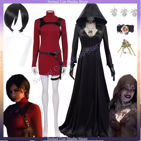 Ada Wong Cosplay Wigs Women Costume Game Hazard Bio 4 Vampire Moth Lady Roleplay Fantasia Outfit Hal