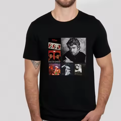 GEORGE MICHAEL T-SHIRT WHAM LAST CHRISTMAS POSTER RETRO GIFT DESIGNER FASHIO 80S Vintage Fashion Men