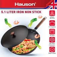 Hauson 5.1L Cast Iron Frying Pan with Non Stick Coating Antirust Lightweight Universal Compatibility