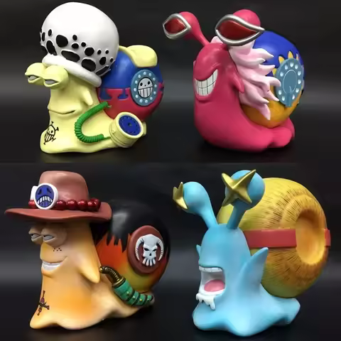 11cm Anime One Piece Luffy & Ace Trafalgar Law + Doflamingo Den Den Mushi Telephone PVC Figures Toys
