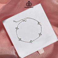 DUYANH SILVER women's SILVER bracelet with mini 4-leaf clover and 5 beautiful small real SILVER flow
