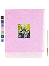 自黏頁相簿,適用於4x6、5x7、8x10大小的相片創作,附帶金屬筆,用於寶寶、婚禮和家庭相片集,11x10.6英寸,40頁
