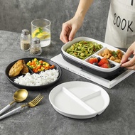 Ins Grid Plate 211 Reduce Fat Separate Plate Adult Ceramic Household Breakfast Plate Three Grid Stud