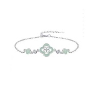 bracelet 青花瓷手链女生个性百搭新中式珐琅镀银四叶草手饰生日礼物 现货 热卖Ready Stock