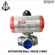 Actuator Ball Valve 3 Way Type L Port Single Acting Size 1/2 Inch
