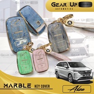 [𝐌𝐀𝐑𝐁𝐋𝐄] PERODUA NEW ALZA BARU 2022 2023 Car Key Cover Sarung Remote Casing Case Accessories Bodykit Gear Up Aksesori