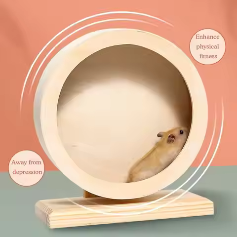 Hamster Running Wheel Golden Bear Mute Wooden Belt Bracket With Cork Pad Roller Sports Golden Bear L