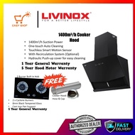 LIVINOX LCH-NITE-90BL Kitchen Hood Cooker Hood Gas Cooker Hob Package LIVINOX NITE