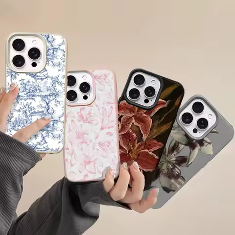 Pink Blue Flower Case For OPPO A3 A5 A6 PRO A5X A18 A38 A60 A58 A78 A94 A74 RENO 11F 12F 14 PRO 7 10