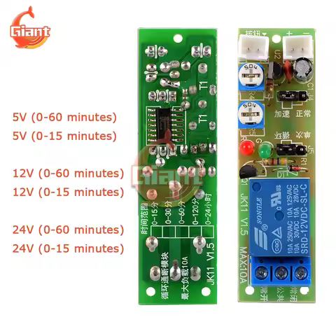 DC 5V 12V 24V Adjustable Cycle Delay Switch Relay Module 15min 60min Timer Control PLC Module Multif