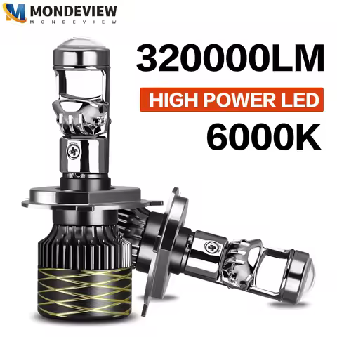 MONDEVIEW 2pcs 400W High-power N9 H4 H7 H11 9005 9006LED Mini Lens Headlights 6000K 320000LM Car Hea