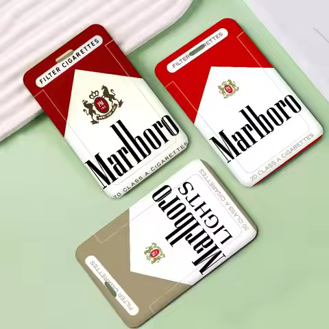 M-Marlboro Vintage C-Cigarettes Working Bank Credit Card Holders With Long Lanyard Employee Name ID 