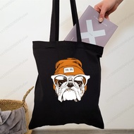 Dog Pet Pug Life Pug Anatomy Harajuku Art Shopping Black Bags Canvas Tote Bag  Shoulder Bags Custom 