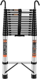 Telescoping Ladder, 16.5 FT Extension Ladder w/Hooks, Heavy Duty 330lbs Max Capacity, Collapsible Te