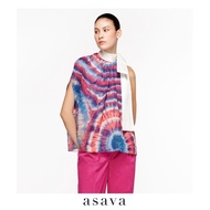 [asava ss24] Tie-dye One-shoulder Bow Blouse เสื้อผู้หญิง ไหล่เดียว แต่งผูกคอ ซิปข้าง ผ้าลายมัดย้อม