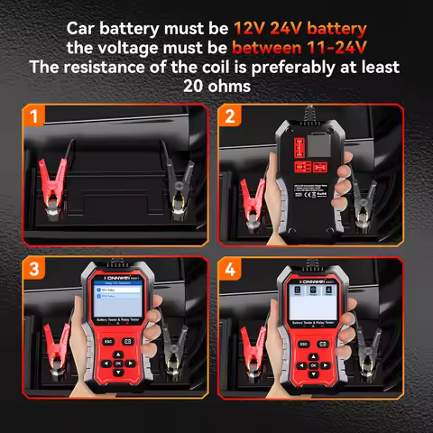 Multi-protection Digital Battery Tester 12V 24V Relay Tester KONNWEI KW371 Temperature Resistance Ch