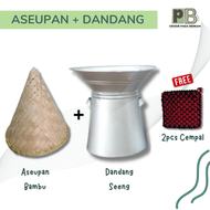 Aseupan Bambu + Dandang Seeng Alumunium Langseng Panci Kukus Seeng Kuno