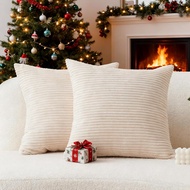 Home Brilliant 2 Pack Super Soft Plush Corduroy Solid Textured Large Throw Euro Pillow Shams Cushion