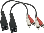 Seadream 2Pack 30cm RCA Male Red White Analog Stereo Audio to RJ45 Female Balun Extender Over Cat5/6
