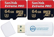 SanDisk 64GB Extreme Pro Micro SD Memory Card (2) Works with GoPro Action Camera Hero 12 Black (SDSQXCU-064G-GN6MA) U3 V30 Bundle with (1) Everything But Stromboli MicroSDXC &amp; SD Card Reader