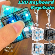 2Pcs 4keys LED Keyboard Keychains - Gifts for Friends, Students - Decompression Finger Games Keyring