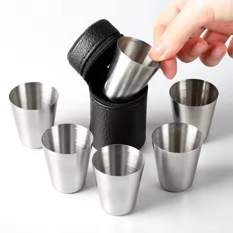 Drinkware 4 Pcs/set Outdoor Practical Travel Stainless Steel Cup Mini Set Whiskey Glass Cups Persona