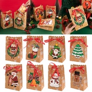 Christmas Theme Paper Gift Storage Bag / DIY Cookies Candy Snack Food Pouch Xmas New Year Present Bags