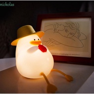 NICKOLAS Sleep Patting Night Light, Soft Light Eye Protection Duck Night Light, Cartoon LED Silicone Timing Table Decoration Lamp Desktop Decoration
