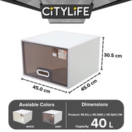 Citylife 40L Multi-Purpose Wardrobe Stackable Brick Single Tier Storage Drawer Organizer - XXL G-5205