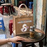 Jute jute bag printed with duck image Profession Chooses People funny office meme tote bag personali