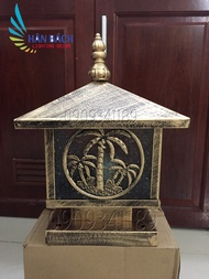 [HCM]đèn trụ cổng màu đồng gỉa cổ đèn trụ sân vườn D200