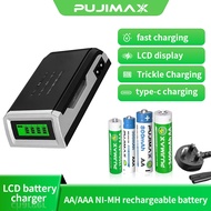 PUJIMAX Battery Charger AA/AAA battery Rechargeable battery NI-MH Battery 4Slot LCD Fast charger