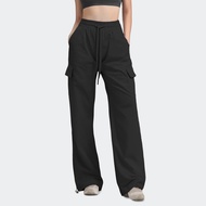 ELGINI ELGINI E16312 Women's Loose-Fit Casual Pants Mid-Rise Drawcord Waist Cargo Pockets S-XXL