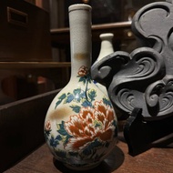 九谷 牡丹金彩長頸瓶