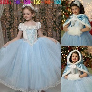 Elsa Frozen Dress Birthday Dress Short Sleeve Tutu Dress Cloak Princess Dress For Kids Girl