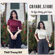 Big size women's off-the-shoulder shirt, soft and smooth, flattering Korean style ATV02 CHANDE STORE