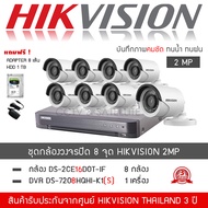 HIKVISION ชุดกล้องวงจรปิด 8 กล้อง 2MP รุ่น DS-2CE16D0T-IRF จำนวน 8 กล้อง  DVR DS-7208HQHI-K1(S) จำนว